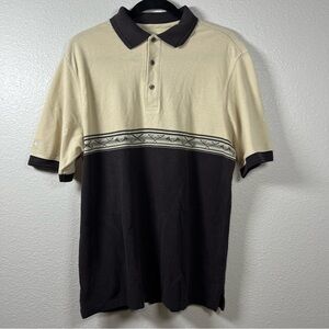Links Edition Golfwear Tan Black Men Medium Short Sleeve Cotton Blend Polo Shirt